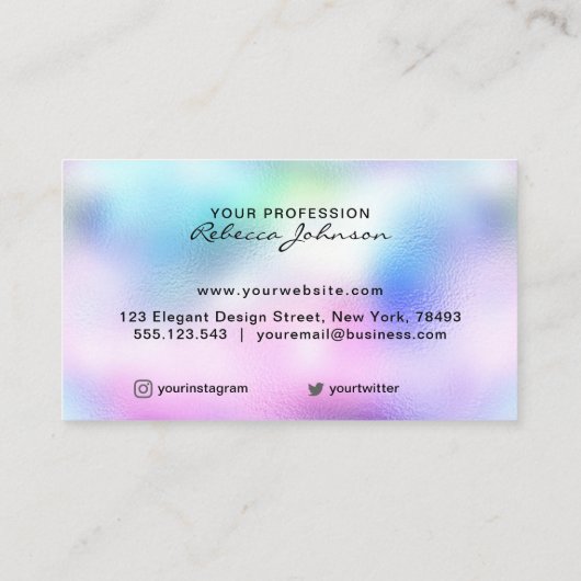 Aangepaste holografische iriserende logo-art visitekaartje (Achterkant)