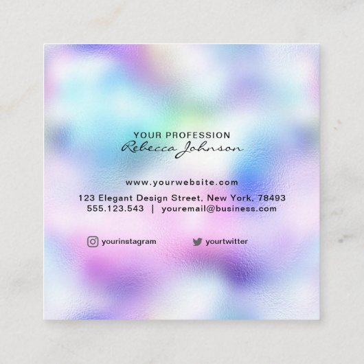 Aangepaste holografische iriserende logo vierkante visitekaartje (Achterkant)