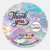 Aangepaste holografische logo naam sociale bedanki ronde sticker (Voorkant)