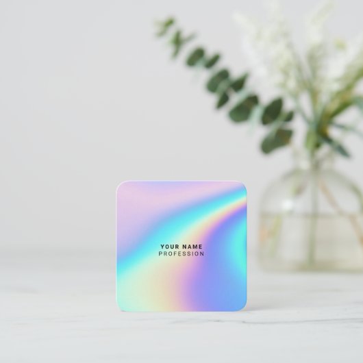 Aangepaste holografische naam, beroep, qr-code vierkante visitekaartje (Staand voorkant)