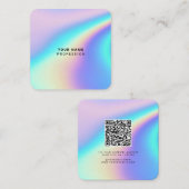 Aangepaste holografische naam, beroep, qr-code vierkante visitekaartje (Voorkant / Achterkant)