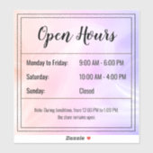 Aangepaste holografische opaalsteen Open Uren Stic Sticker (Vel)