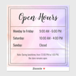 Aangepaste holografische opaalsteen Open Uren Stic Sticker