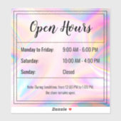 Aangepaste holografische opaalsteen Open Uren Stic Sticker (Vel)