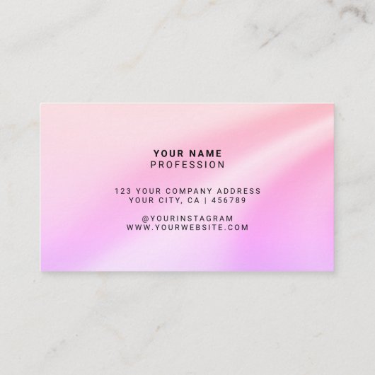 Aangepaste Holografische Pastel Sinaasappel Roze P Visitekaartje (Achterkant)