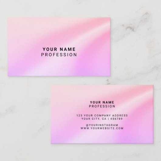 Aangepaste Holografische Pastel Sinaasappel Roze P Visitekaartje (Voorkant / Achterkant)