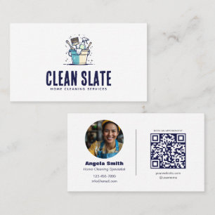 Aangepaste Home Cleaning Service QR Foto Medewerke Visitekaartje