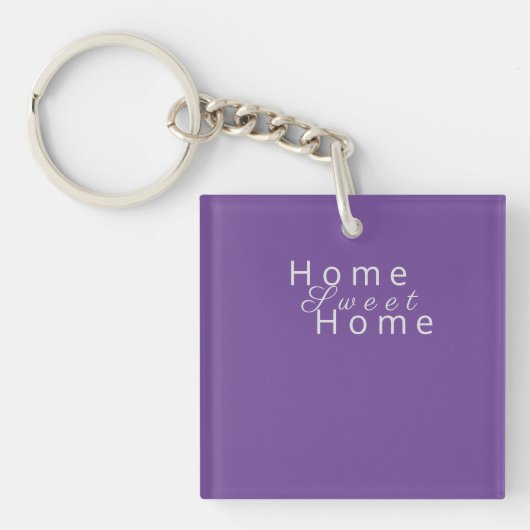 Aangepaste "Home Sweet Home" Donkere Lavendel Sleutelhanger (Voorkant)