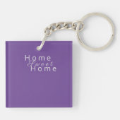 Aangepaste "Home Sweet Home" Donkere Lavendel Sleutelhanger (Achterkant)