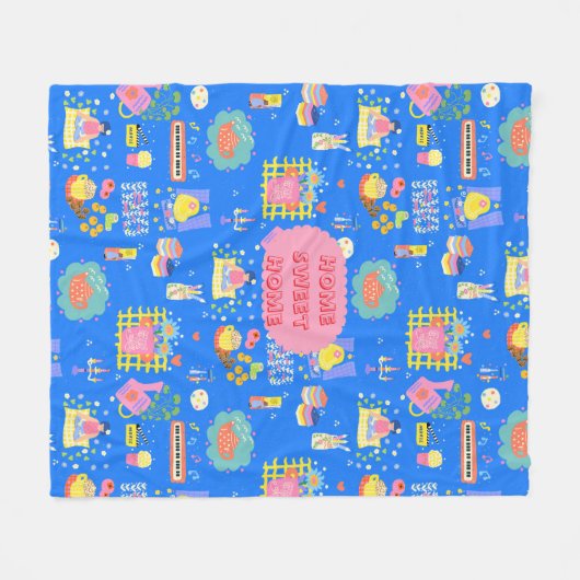 Aangepaste Home Sweet Home Fleece Deken (Voorkant (Horizontaal))