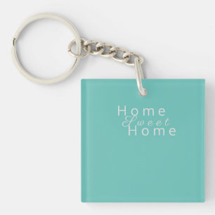 Aangepaste "Home Sweet Home" Licht Blauwgroen Sleutelhanger