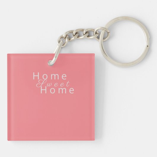 Aangepaste "Home Sweet Home" Roos Roze Sleutelhanger (Achterkant)