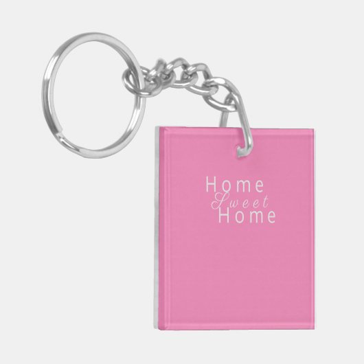 Aangepaste "Home Sweet Home" Roze Sleutelhanger (Voorkant Links)