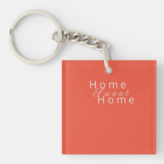Aangepaste "Home Sweet Home" Sinaasappel Rood Sleutelhanger (Voorkant)