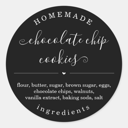 Aangepaste Homemade Food Black Background Classi Ronde Sticker (Voorkant)