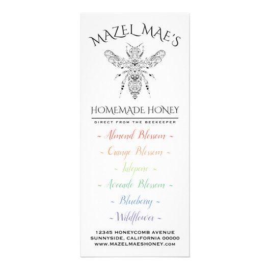 Aangepaste Homemade Honey Reclamekaart (Voorkant)