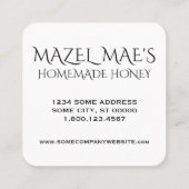 Aangepaste Homemade Honey Vierkante Visitekaartje (Achterkant)