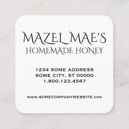 Aangepaste Homemade Honey Vierkante Visitekaartje (Achterkant)