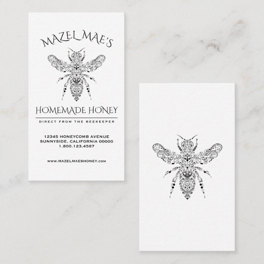 Aangepaste Homemade Honey Visitekaartje (Voorkant / Achterkant)