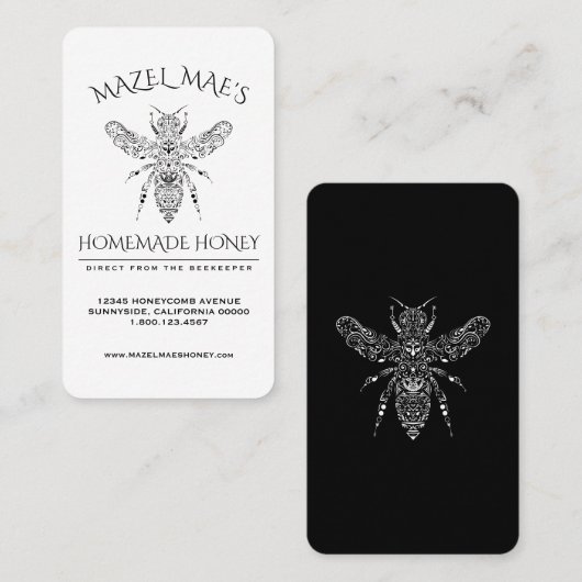 Aangepaste Homemade Honey Visitekaartje (Voorkant / Achterkant)