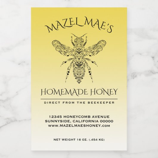 Aangepaste Homemade Honey Voedselcontainer Etiket (Enkel label)