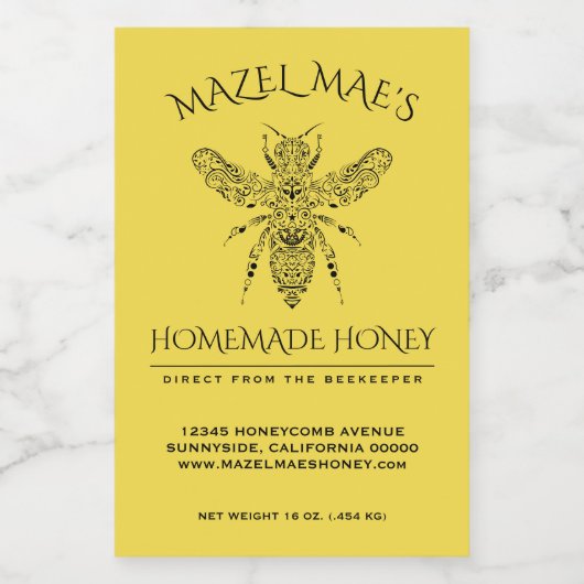 Aangepaste Homemade Honey Voedselcontainer Etiket (Enkel label)