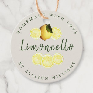 Aangepaste Homemade Limoncello Light Grey Bedankjes Labels