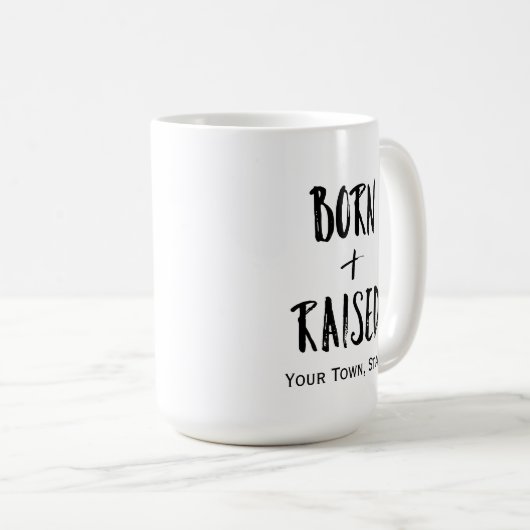 Aangepaste Hometown Born en verhoogde koffie-Mok Koffiemok (Voorkant rechts)