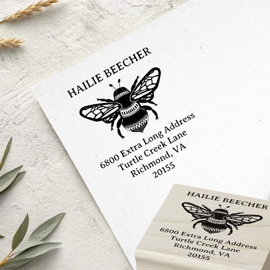 Aangepaste Hommelsbij Extra Lange Retouradres Rubberstempel