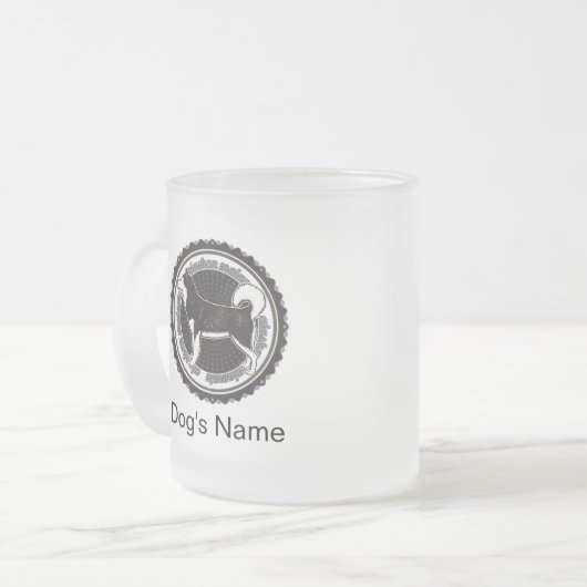 Aangepaste hond Alaskan Malamute met honden Namen Matglas Koffiemok (Voorkant links)
