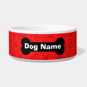 Aangepaste hond Bowl met Botten van de Naam Pet en Voerbakje