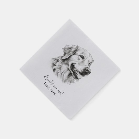 Aangepaste hond bruiloft servet | Golden Retriever (Hoek)