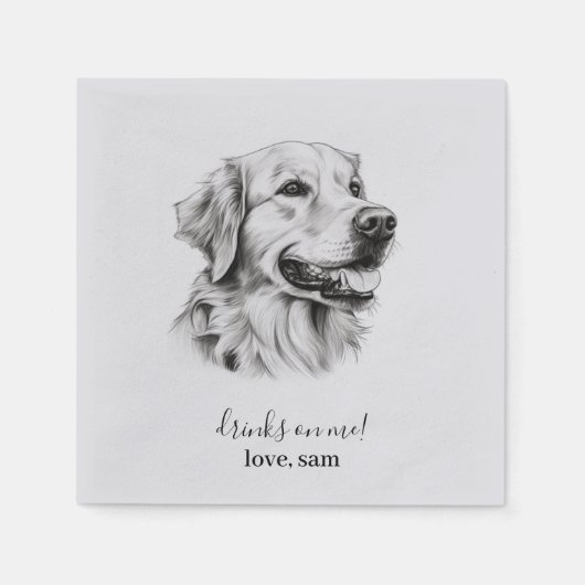Aangepaste hond bruiloft servet | Golden Retriever (Voorkant)