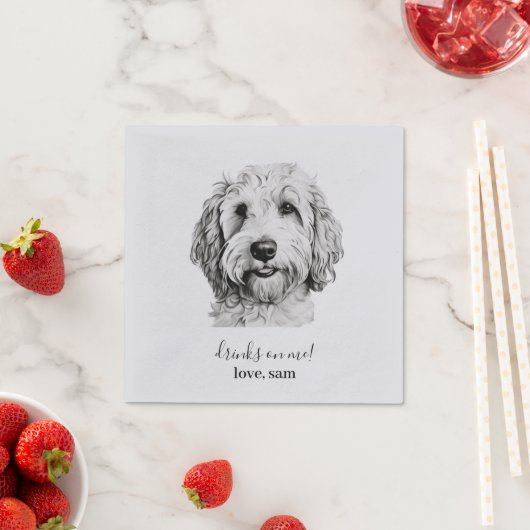 Aangepaste hond bruiloft servet | Gouden Doodle (Insitu)