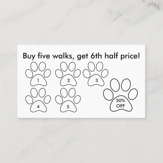 Aangepaste hond die Loyalty Rewards Punch Card loo (Achterkant)