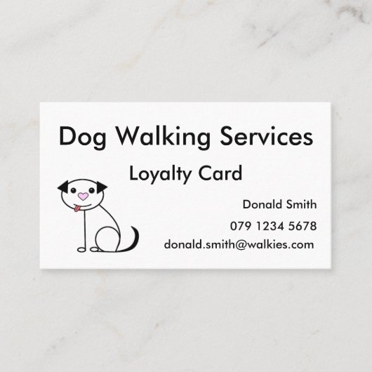 Aangepaste hond die Loyalty Rewards Punch Card loo (Voorkant)