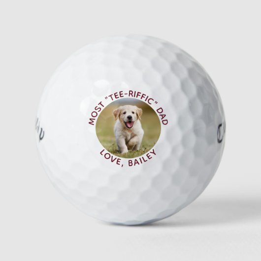 Aangepaste hond Foto Beste vader ooit rood White Golfballen (Voorkant)