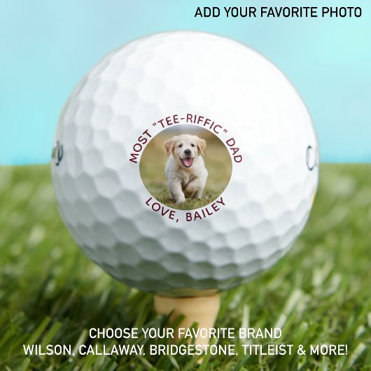 Aangepaste hond Foto Beste vader ooit rood White Golfballen