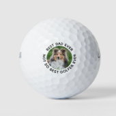 Aangepaste hond Foto Beste vader ooit zwart White Golfballen (Voorkant)