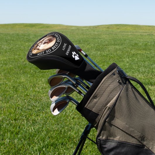 Aangepaste hond Foto Beste vader ooit zwart White Golfheadcover (Insitu)