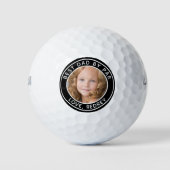 Aangepaste hond Foto Beste vader van Par Black Whi Golfballen (Voorkant)