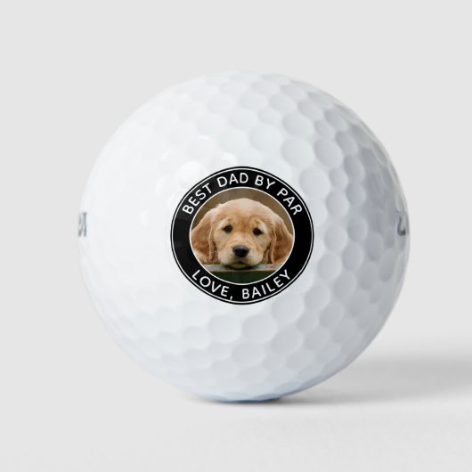 Aangepaste hond Foto beste vader, zwart wit zwart Golfballen (Voorkant)