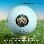 Aangepaste hond Foto beste vader, zwart wit zwart Golfballen<br><div class="desc">Beste vader met vader... Twee van je favoriete dingen, golf en je hond. Nu kun je je beste vriend meenemen terwijl je 18 gaten speelt. Pas deze wilsongolfballen met uw favoriete foto en naam aan. Geweldig geschenk voor alle golf en hondenliefhebbers, van de hond! COPYRIGHT © 2020 Judy Burrows, Black...</div>