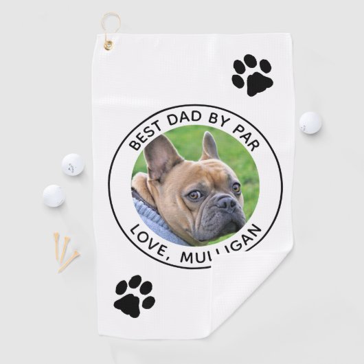 Aangepaste hond Foto beste vader, zwart wit zwart Golfhanddoek (Insitu)