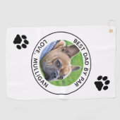 Aangepaste hond Foto beste vader, zwart wit zwart Golfhanddoek (Horizontaal)