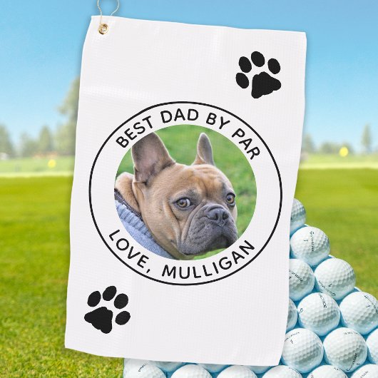 Aangepaste hond Foto beste vader, zwart wit zwart Golfhanddoek