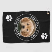 Aangepaste hond Foto beste vader, zwart wit zwart Golfhanddoek (Horizontaal)