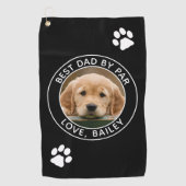 Aangepaste hond Foto beste vader, zwart wit zwart Golfhanddoek (Voorkant)