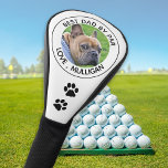 Aangepaste hond Foto beste vader, zwart wit zwart Golfheadcover<br><div class="desc">Beste vader met vader... Twee van je favoriete dingen, golf en je hond. Nu kun je je beste vriend meenemen terwijl je 18 gaten speelt. Pas deze golfkophoezen aan en pas golfaccessoires met uw favoriete foto en naam aan. Geweldig geschenk voor alle golf en hondenliefhebbers, van de hond! COPYRIGHT ©...</div>