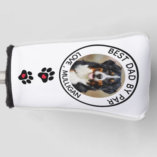 Aangepaste hond Foto beste vader, zwart wit zwart Golfheadcover (Voorkant)